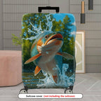 1-Piece Nature Fish Water Splash Artistic Playful Fresh  Suitcase Luggage Cover, Stretch Protective Sleeve