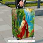 1-Piece Jesus Tropical Nature Spiritual Artistic Colorful  Suitcase Luggage Cover, Stretch Protective Sleeve