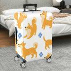 1-Piece Cute Dog Floral  Fun Colorful Whimsical  Suitcase Luggage Cover, Stretch Protective Sleeve