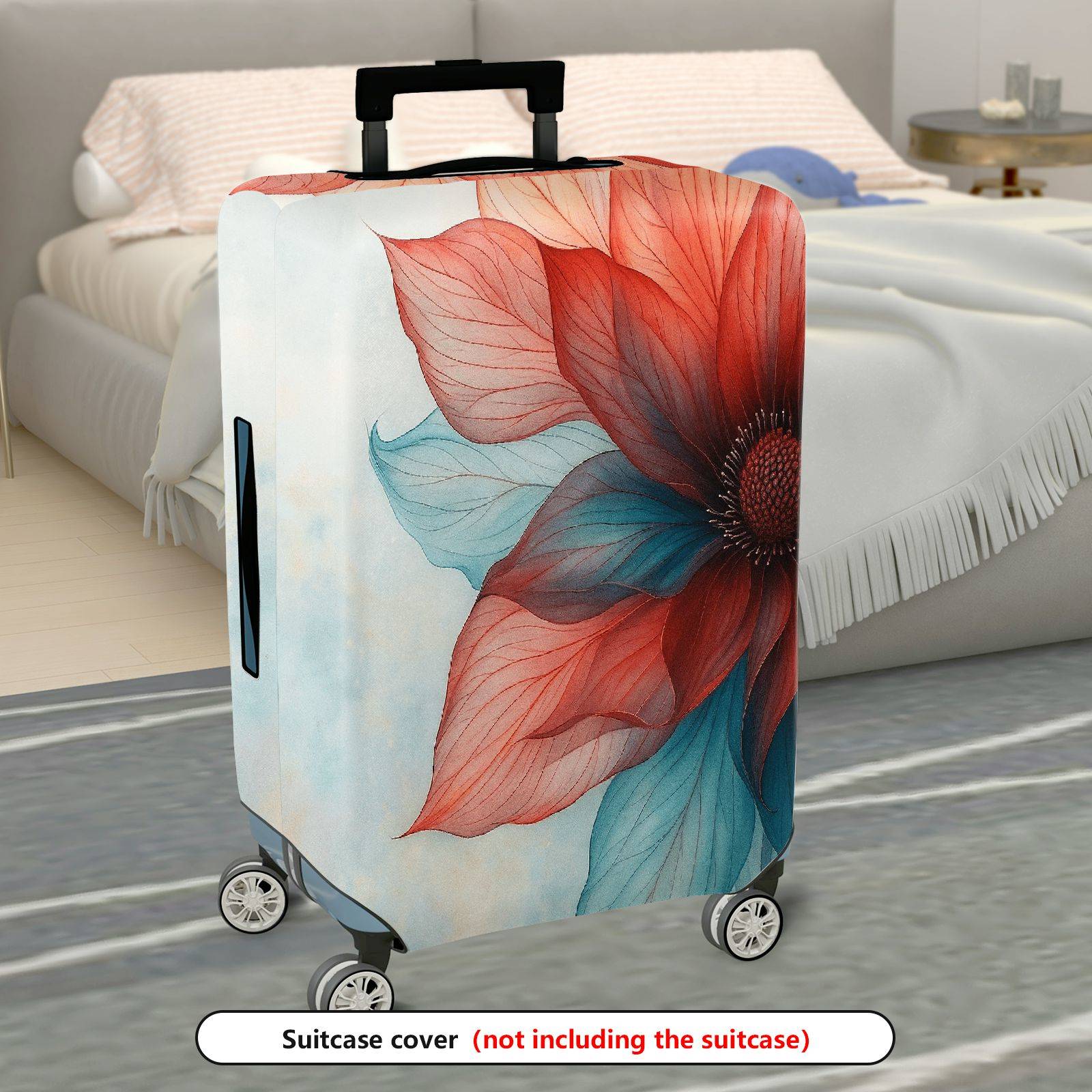 1-Piece Colorful Floral Artistic Abstract Gradient Vibrant  Suitcase Luggage Cover, Stretch Protective Sleeve