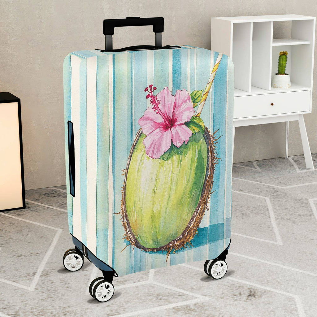 1-Piece Tropical Coconut Flower Holiday Beach Summer  Suitcase Luggage Cover, Stretch Protective Sleeve