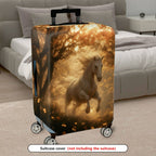 1-Piece Golden Forest Horse Fantasy Running Wildlife Artistic  Suitcase Luggage Cover, Stretch Protective Sleeve
