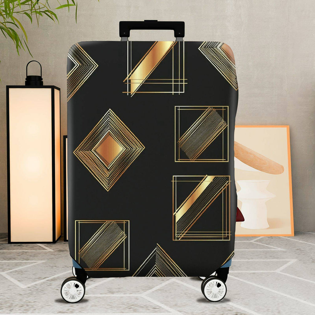 1-Piece Geometric Gold Metallic Abstract Elegant Stylish Artistic  Suitcase Luggage Cover, Stretch Protective Sleeve