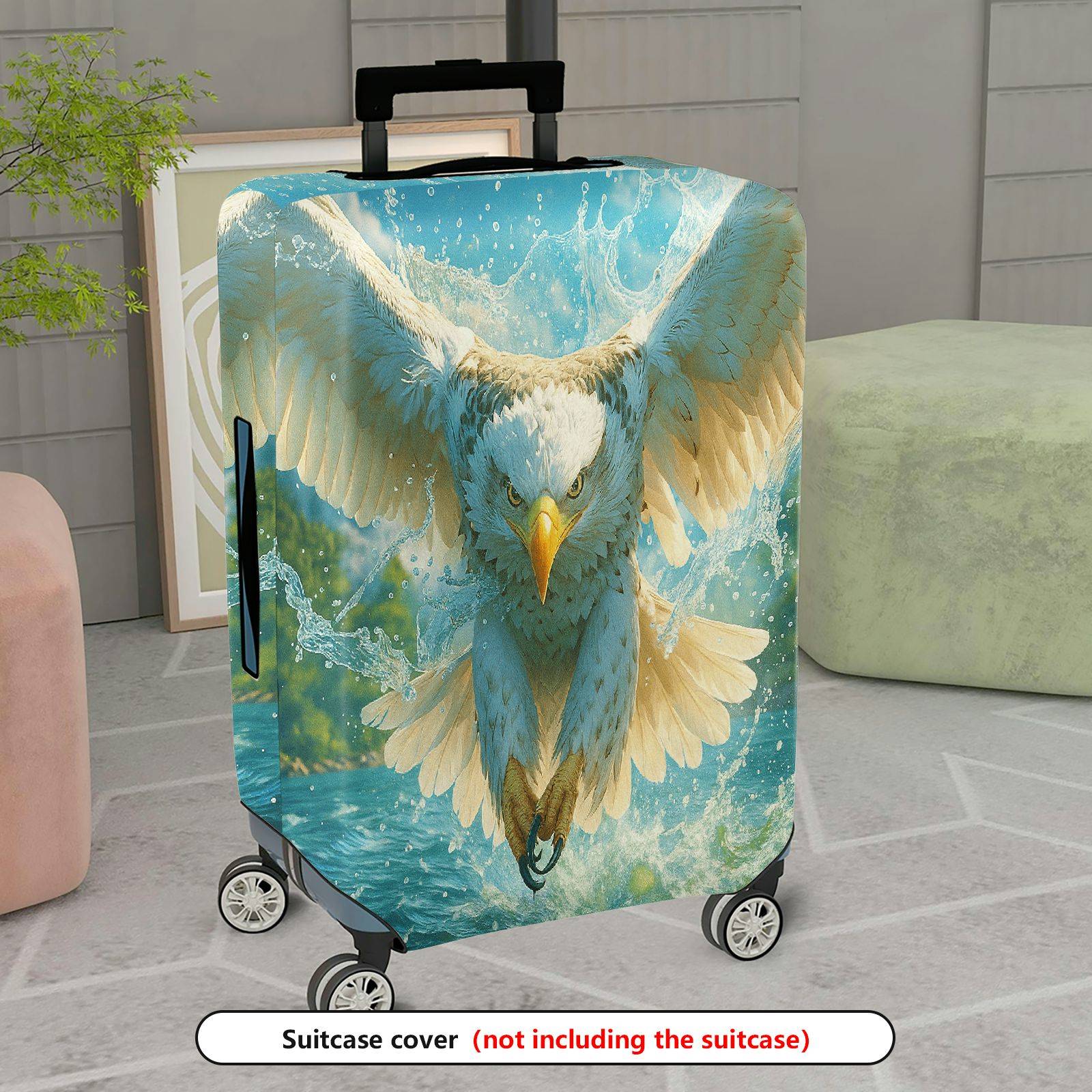 1-Piece Eagle Nature Water Flight Artistic Majestic  Suitcase Luggage Cover, Stretch Protective Sleeve