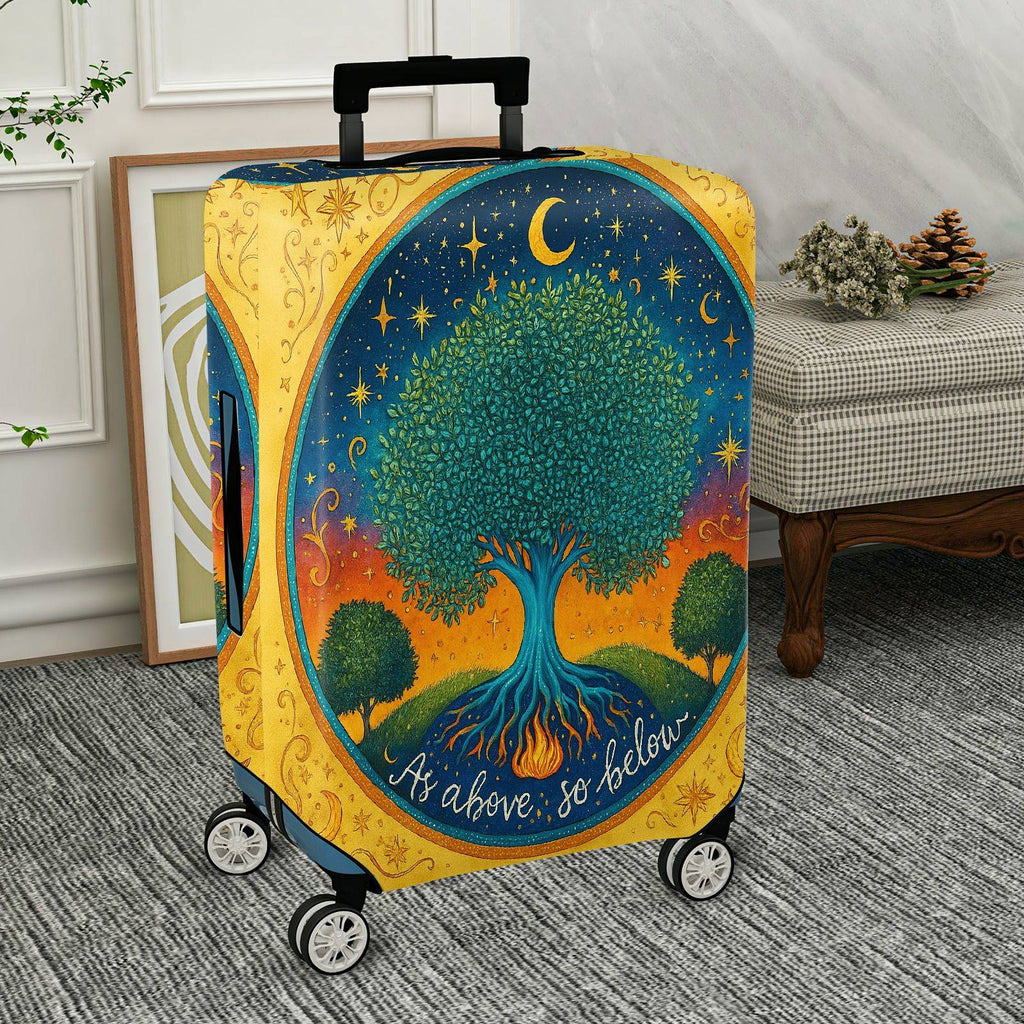 1-Piece Cosmic Tree Moon Star Universe Nature  Suitcase Luggage Cover, Stretch Protective Sleeve