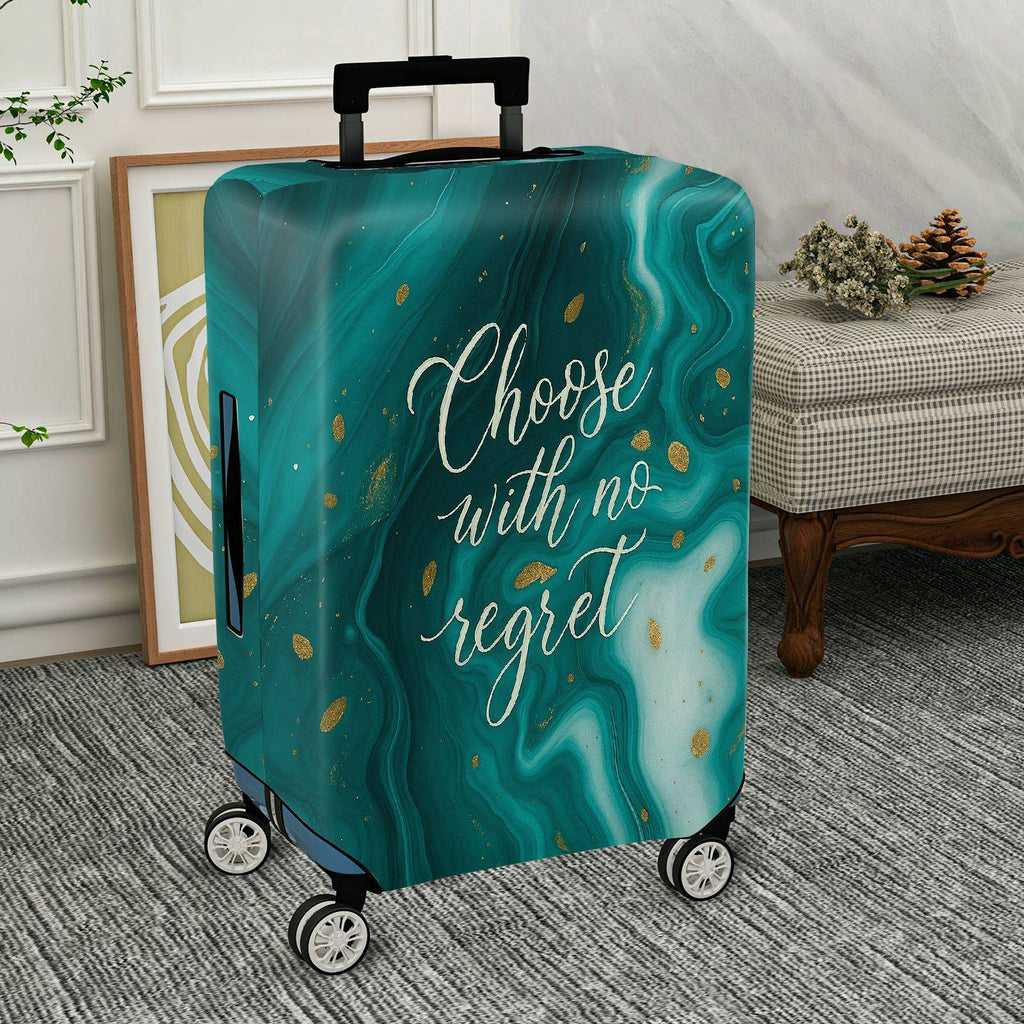 1-Piece Abstract Teal Gold Inspirational Artistic Motivational  Suitcase Luggage Cover, Stretch Protective Sleeve
