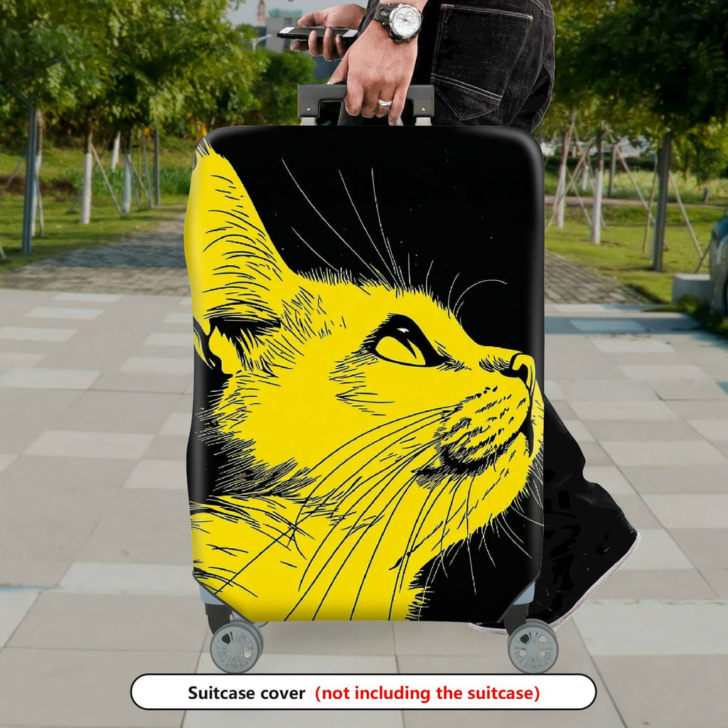 1-Piece Yellow Cat Artistic Stylish Unique Creative Modern  Suitcase Luggage Cover, Stretch Protective Sleeve