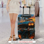 1-Piece Vintage Car Tropical Palm Sunset Fireworks Artistic  Suitcase Luggage Cover, Stretch Protective Sleeve
