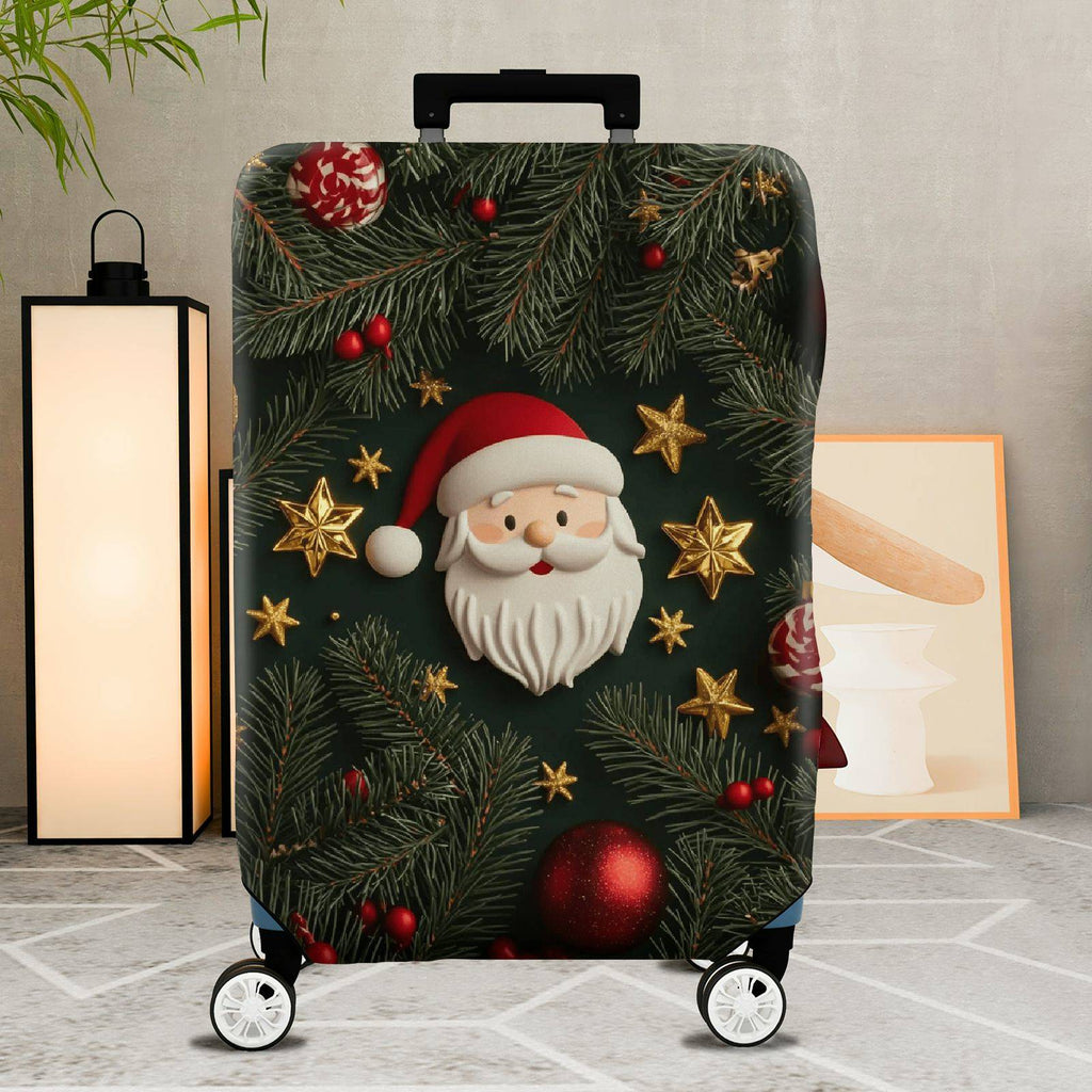 1-Piece Santa Claus Christmas Festive Holiday Ornaments  Suitcase Luggage Cover, Stretch Protective Sleeve