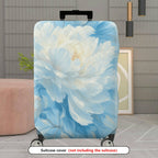 1-Piece Blue Floral Peony Bloom Soft Elegant Vintage Artistic  Suitcase Luggage Cover, Stretch Protective Sleeve