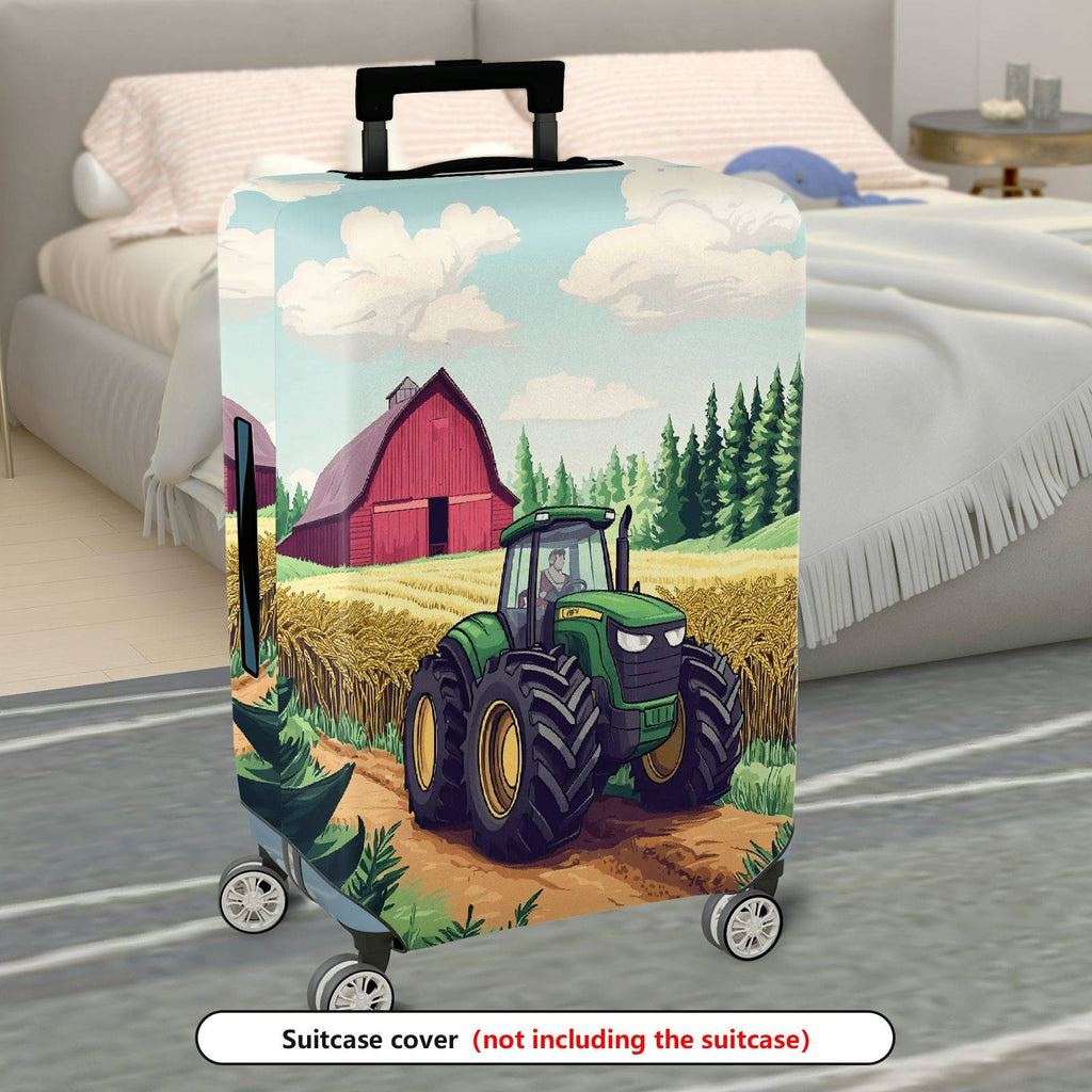 1-Piece Farm Tractor Barn Field Countryside Landscape  Suitcase Luggage Cover, Stretch Protective Sleeve