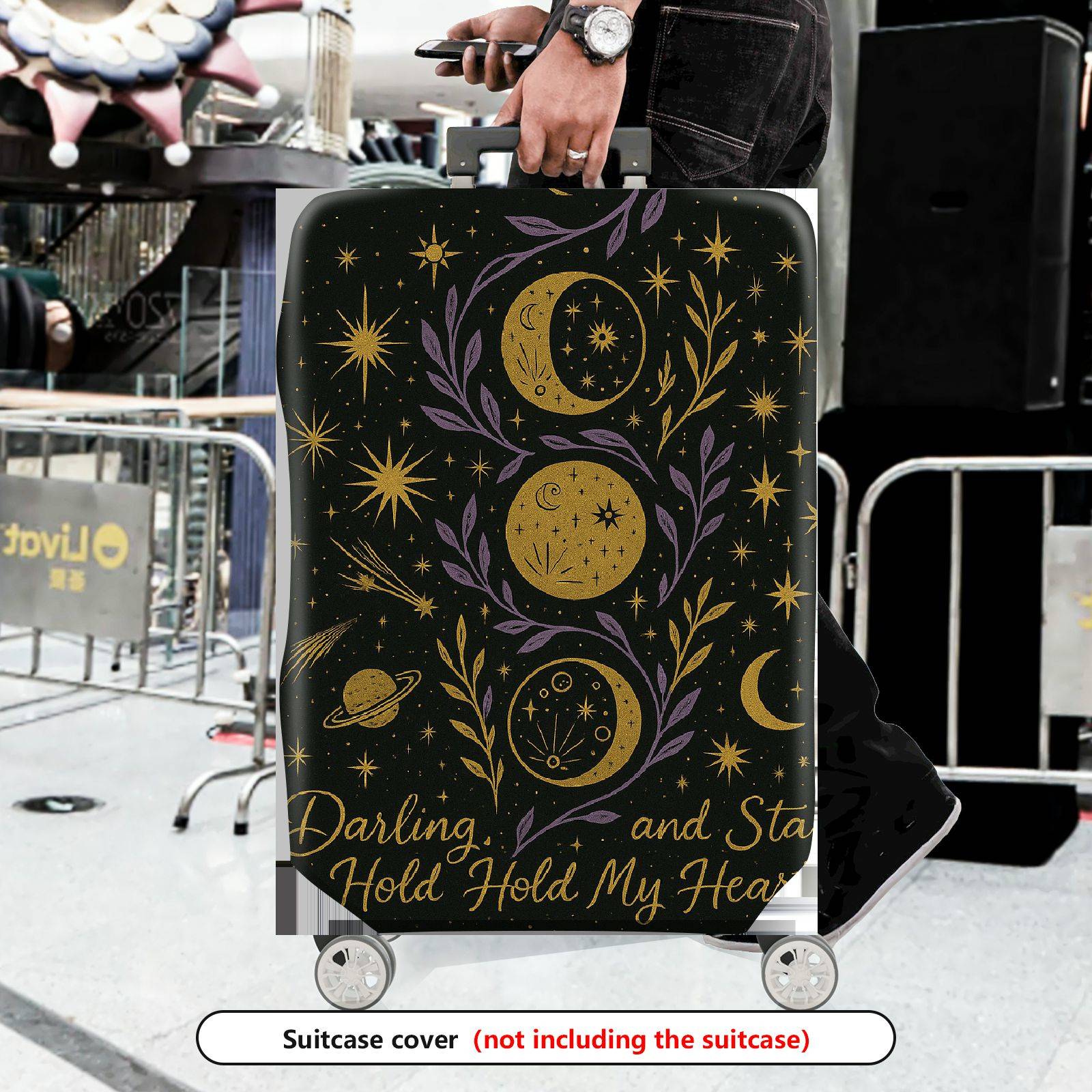 1-Piece Galaxy Moon Star Planet Cosmic Romantic Darling  Suitcase Luggage Cover, Stretch Protective Sleeve
