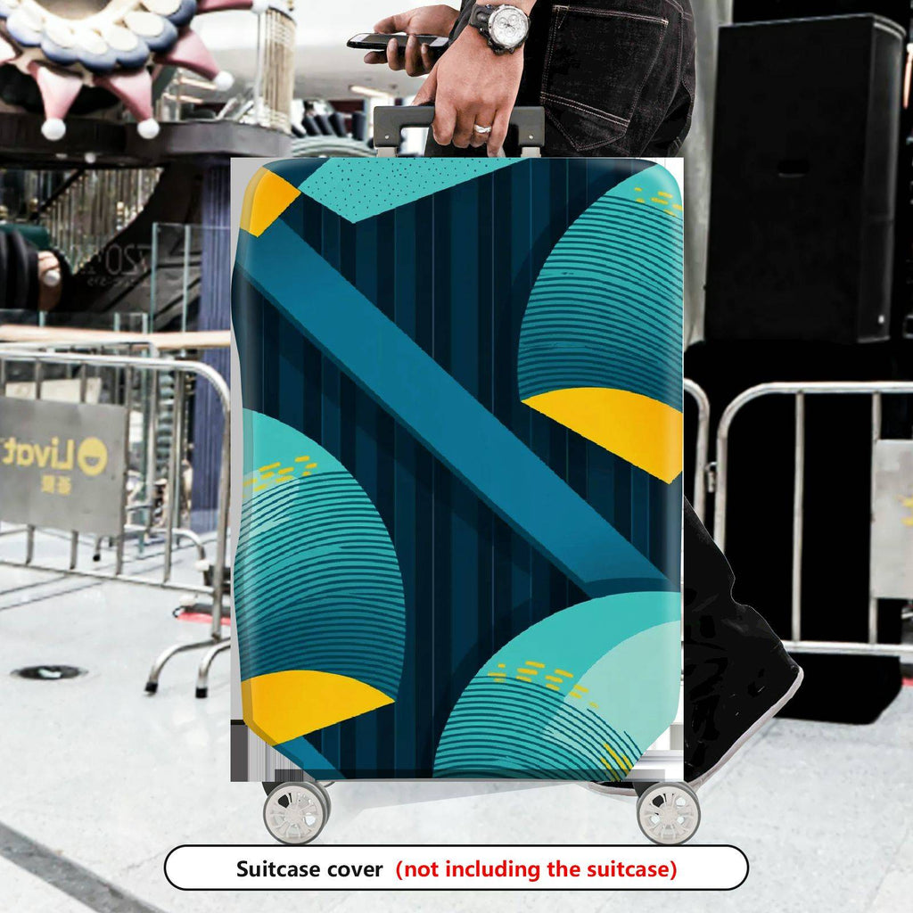 1-Piece Blue Abstract Geometric Modern Stylish Artistic  Suitcase Luggage Cover, Stretch Protective Sleeve