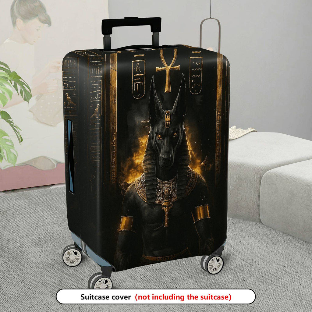 1-Piece Ancient Egyptian Pharaoh Mythical  Anubis Hieroglyphs  Suitcase Luggage Cover, Stretch Protective Sleeve