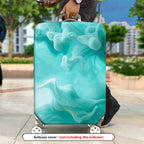 1-Piece Aqua Swirl Abstract Artistic Elegant Stylish Blue  Suitcase Luggage Cover, Stretch Protective Sleeve