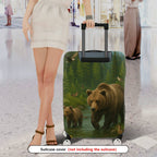 1-Piece Bear Forest Wildlife Scenic Nature Animal Landscape  Suitcase Luggage Cover, Stretch Protective Sleeve