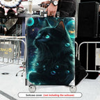1-Piece Cosmic Feline Galaxy Starry Night Black  Suitcase Luggage Cover, Stretch Protective Sleeve