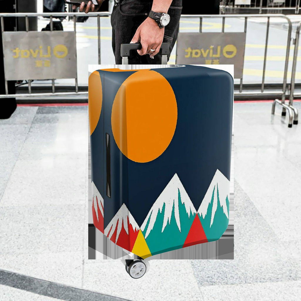 1-Piece Mountain Sunset Colorful Artistic Geometric Travel  Suitcase Luggage Cover, Stretch Protective Sleeve