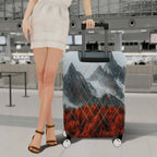 1-Piece Mountain Forest Geometric Red Orange Black  Suitcase Luggage Cover, Stretch Protective Sleeve