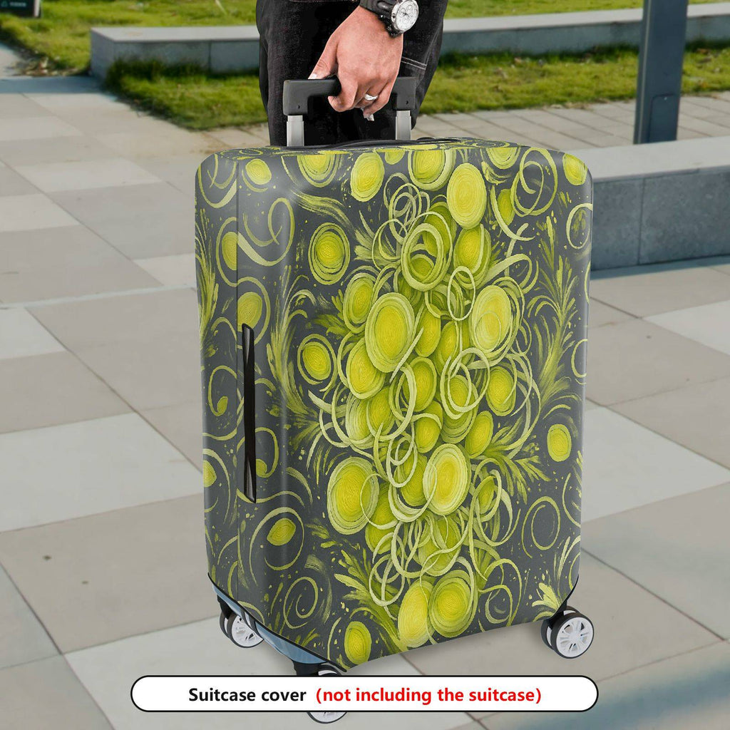 1-Piece Abstract Green Swirl Circle Artistic Unique Eye-catching  Suitcase Luggage Cover, Stretch Protective Sleeve