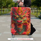 1-Piece Dragon Floral Artistic Mystical Vibrant  Suitcase Luggage Cover, Stretch Protective Sleeve