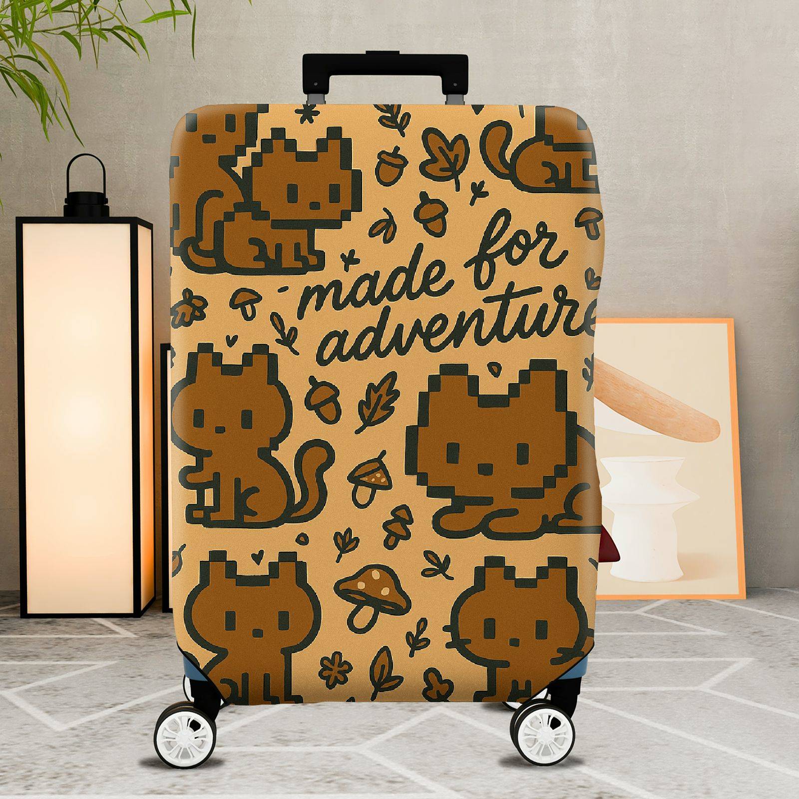 1-Piece Adventure Cat Nature Fun Playful  Suitcase Luggage Cover, Stretch Protective Sleeve