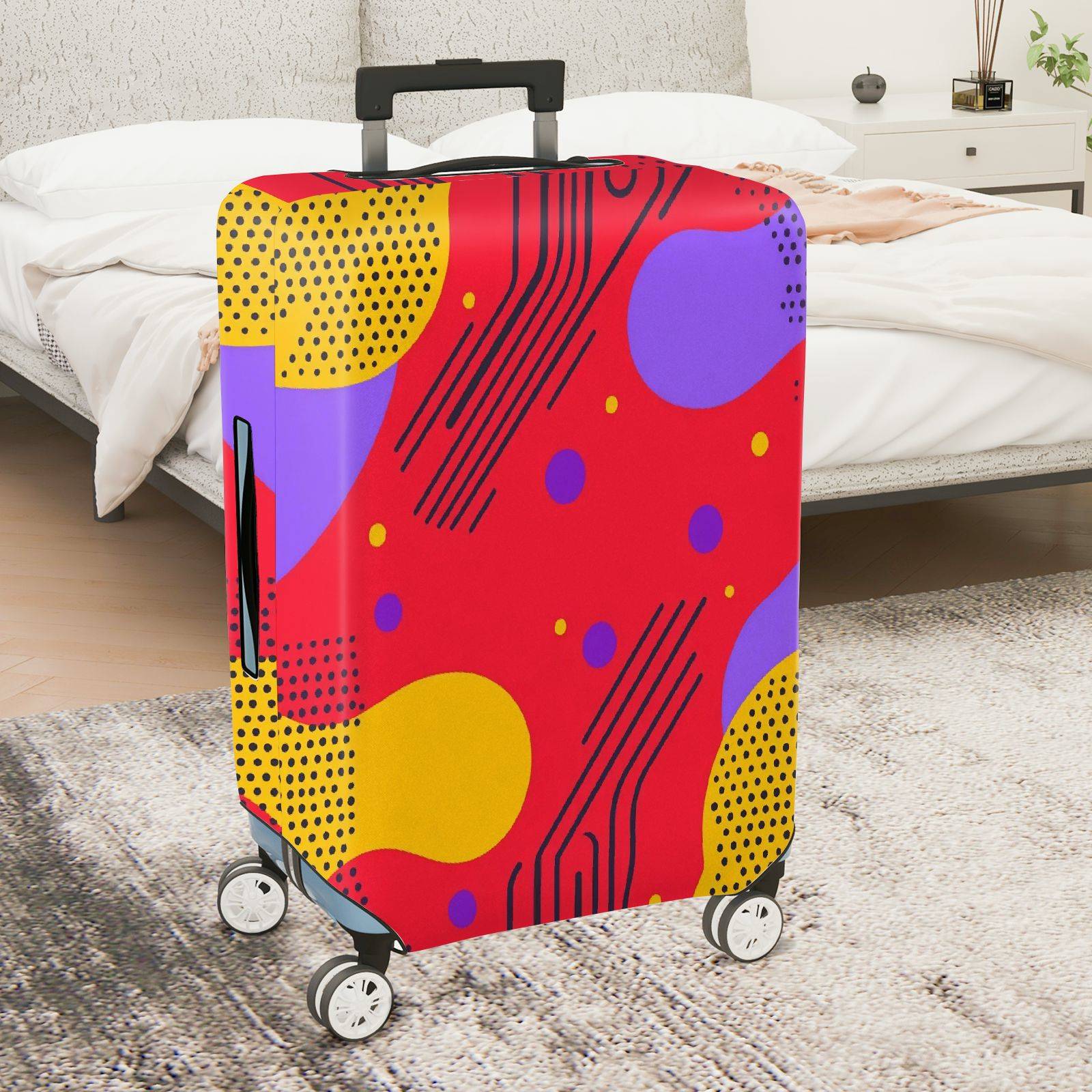 1-Piece Abstract Colorful Geometric Pattern Artistic Graphic Creative  Suitcase Luggage Cover, Stretch Protective Sleeve