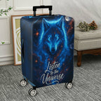 1-Piece Cosmic Wolf Galaxy Stars Moon Text  Suitcase Luggage Cover, Stretch Protective Sleeve