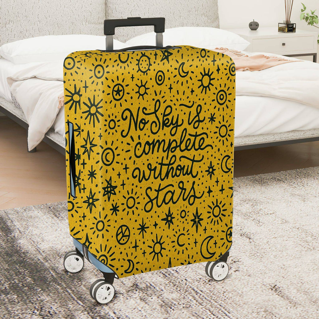 1-Piece Cosmic Starry Sky Text Inspirational Quote Artistic Yellow  Suitcase Luggage Cover, Stretch Protective Sleeve