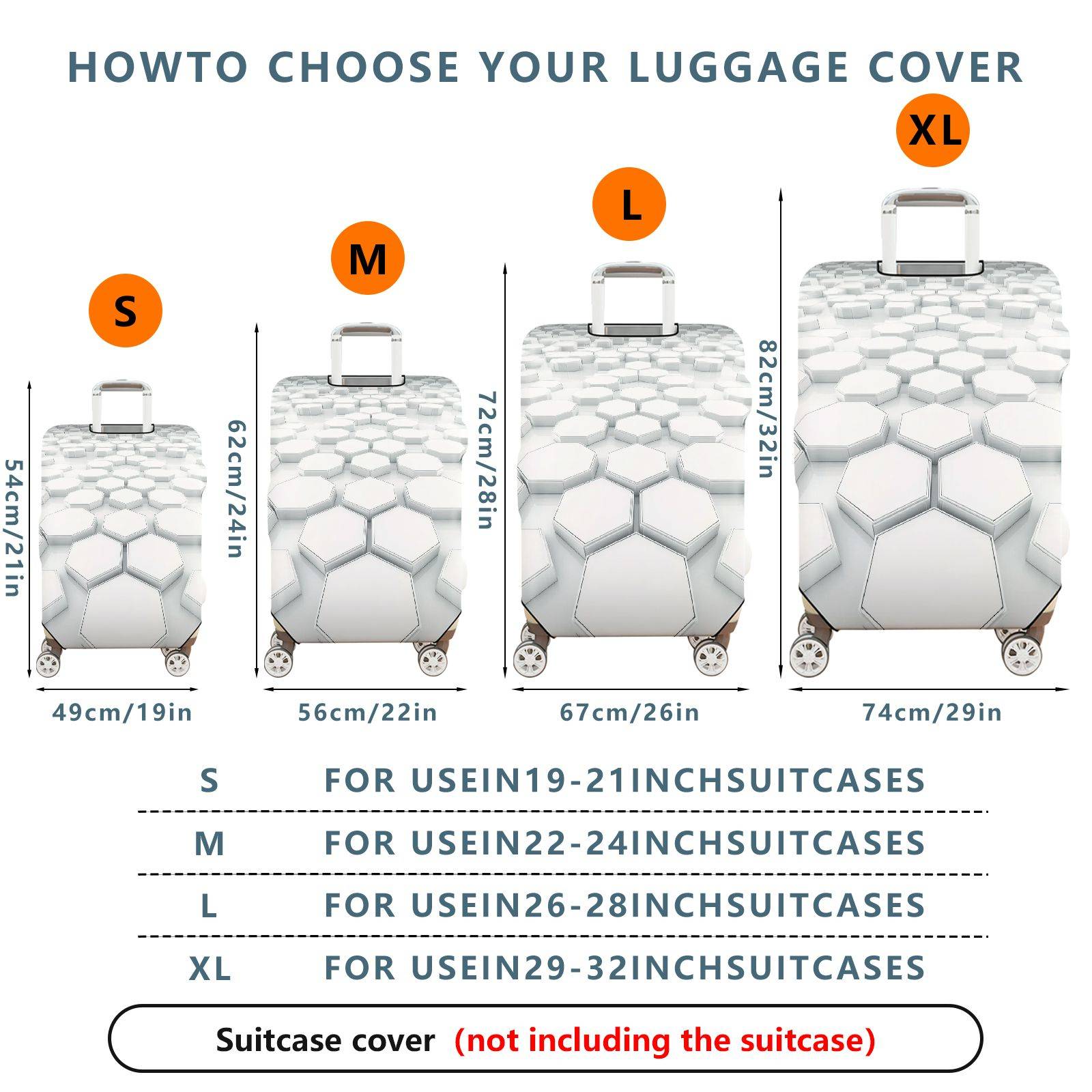 1-Piece Geometric Modern Abstract Monochrome Minimalist  Suitcase Luggage Cover, Stretch Protective Sleeve