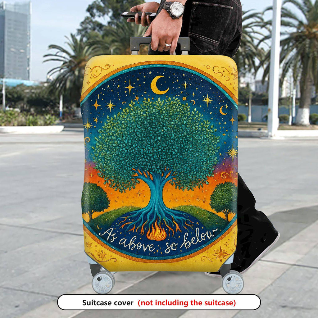 1-Piece Cosmic Tree Moon Star Universe Nature  Suitcase Luggage Cover, Stretch Protective Sleeve