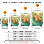 1-Piece Adorable Otter Watercolor Art  Nature Family  Suitcase Luggage Cover, Stretch Protective Sleeve