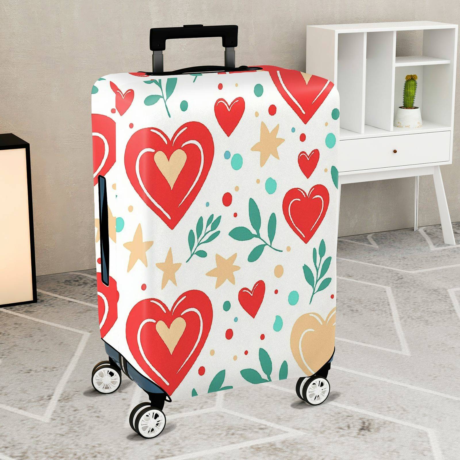 1-Piece Heart Leaf Star Dot Geometric Romantic  Suitcase Luggage Cover, Stretch Protective Sleeve