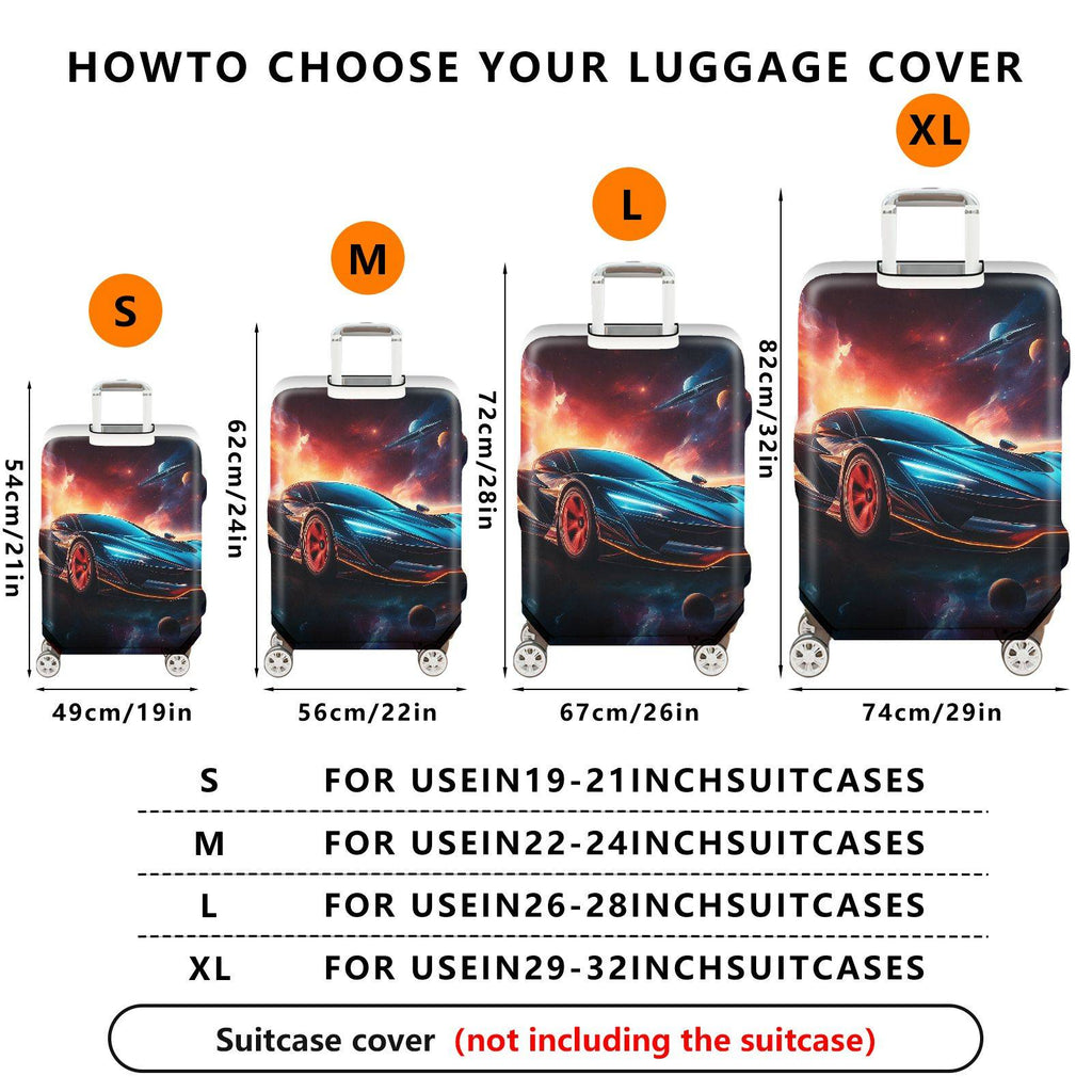 1-Piece Futuristic Space Race Car Galaxy Nebula Cosmic  Suitcase Luggage Cover, Stretch Protective Sleeve