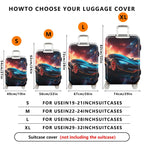 1-Piece Futuristic Space Race Car Galaxy Nebula Cosmic  Suitcase Luggage Cover, Stretch Protective Sleeve