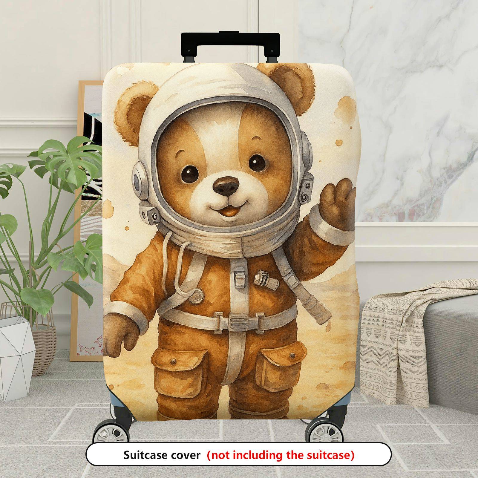 1-Piece Astronaut Bear  Travel Adventure Art  Suitcase Luggage Cover, Stretch Protective Sleeve