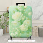 1-Piece Green Floral Pattern White Rose Vintage Style Elegant Travel  Suitcase Luggage Cover, Stretch Protective Sleeve
