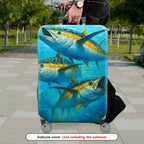 1-Piece Ocean Fish Blue Artistic Vibrant Sea Life Travel  Suitcase Luggage Cover, Stretch Protective Sleeve