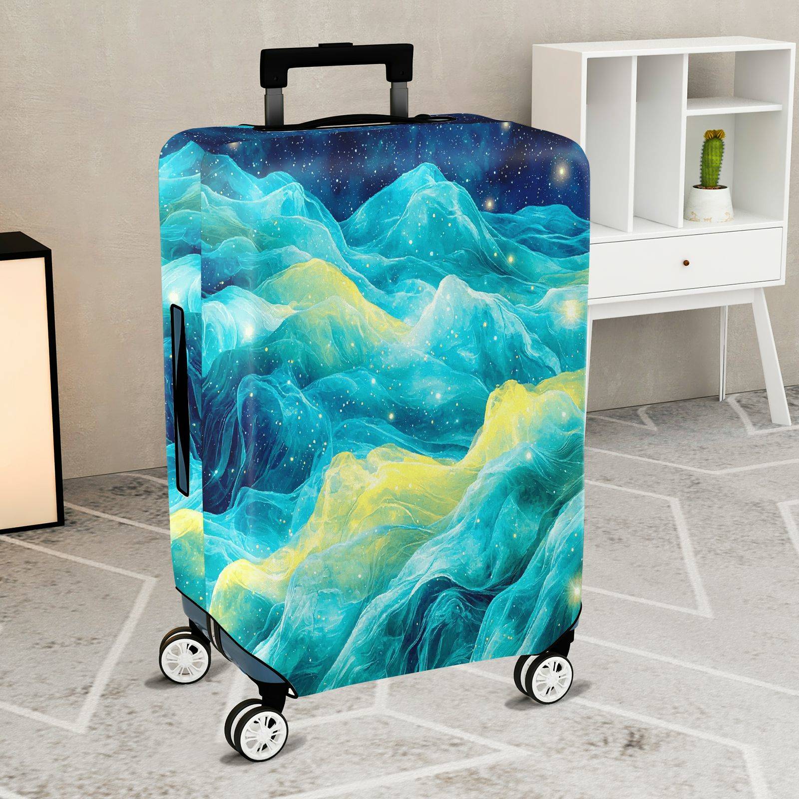 1-Piece Cosmic Ocean Wave Galaxy Starry Night  Suitcase Luggage Cover, Stretch Protective Sleeve