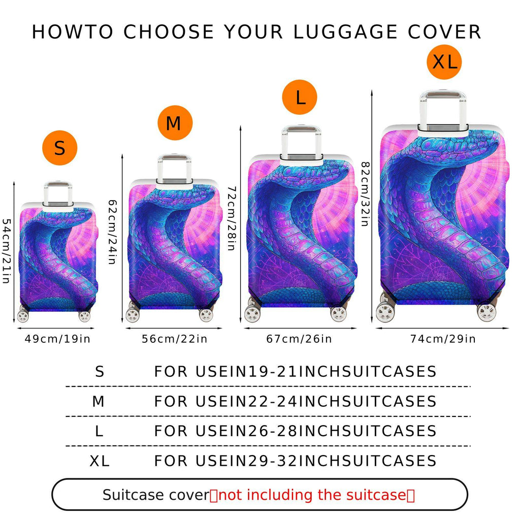 1-Piece Psychedelic Mystic Snake Cosmic Art Radiant Colorful  Suitcase Luggage Cover, Stretch Protective Sleeve