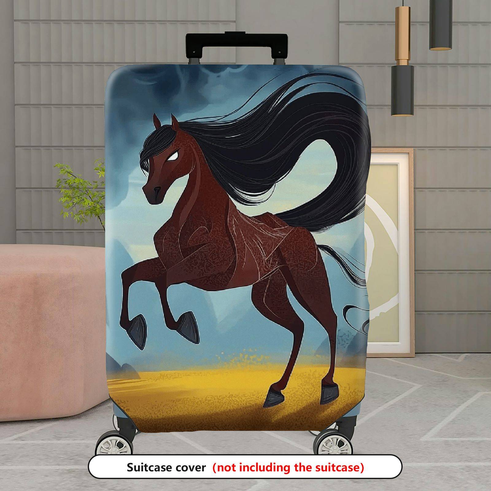 1-Piece Horse Mountains Artistic Nature Aesthetic Inspirational  Suitcase Luggage Cover, Stretch Protective Sleeve