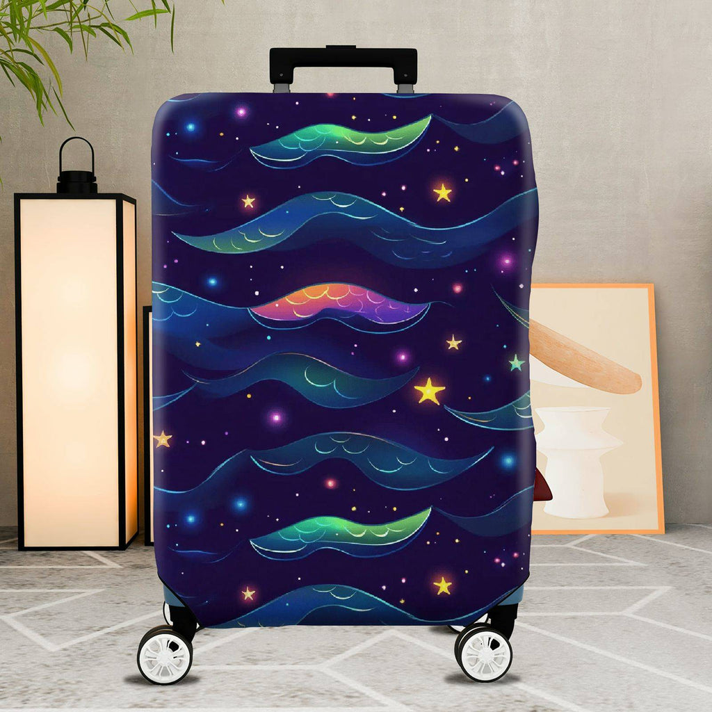 1-Piece Galaxy Stars Waves Colorful Rainbow Cosmic  Suitcase Luggage Cover, Stretch Protective Sleeve