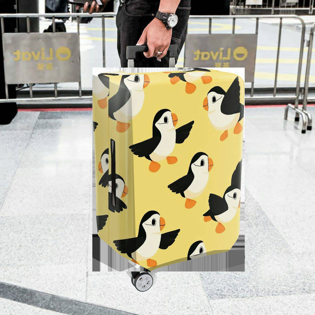 1-Piece Animal Puffin Yellow Vibrant Fun  Suitcase Luggage Cover, Stretch Protective Sleeve