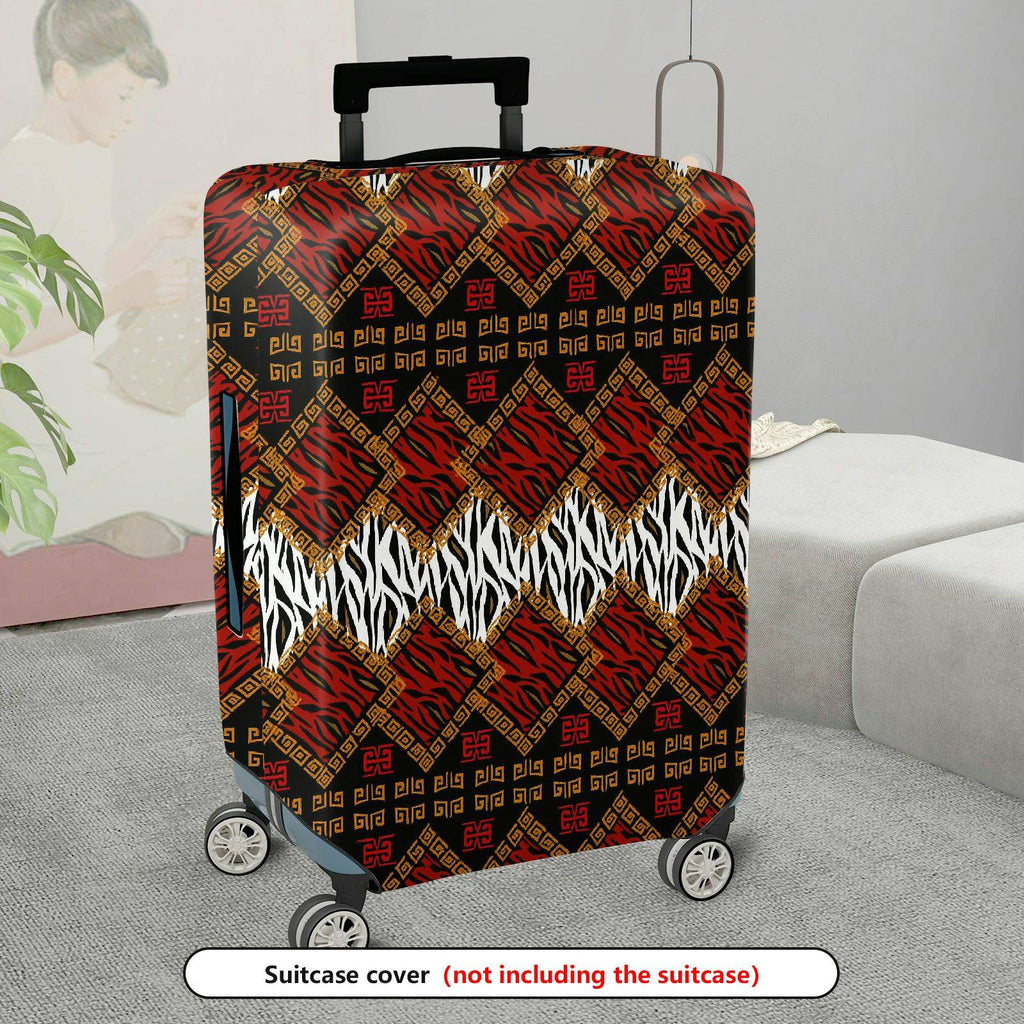 1-Piece Red Gold Black Animal Pattern Geometric Tribal Ethnic  Suitcase Luggage Cover, Stretch Protective Sleeve