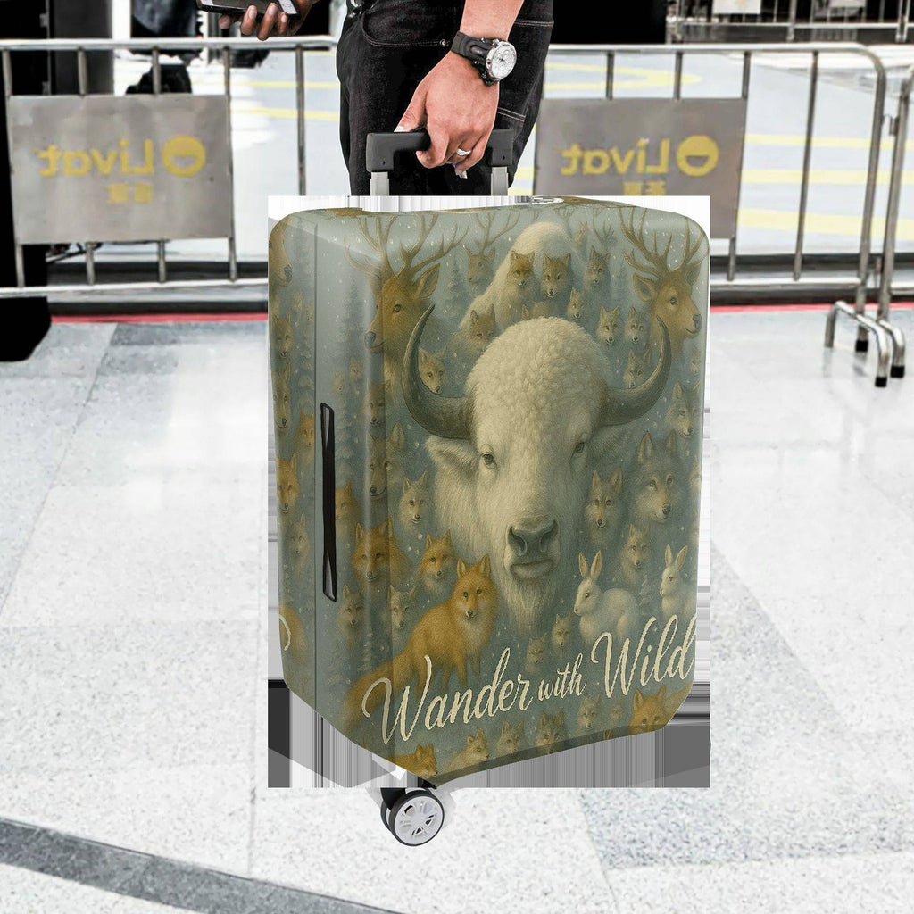 1-Piece Animal Buffalo Deer Wolf Rabbit Fox  Suitcase Luggage Cover, Stretch Protective Sleeve