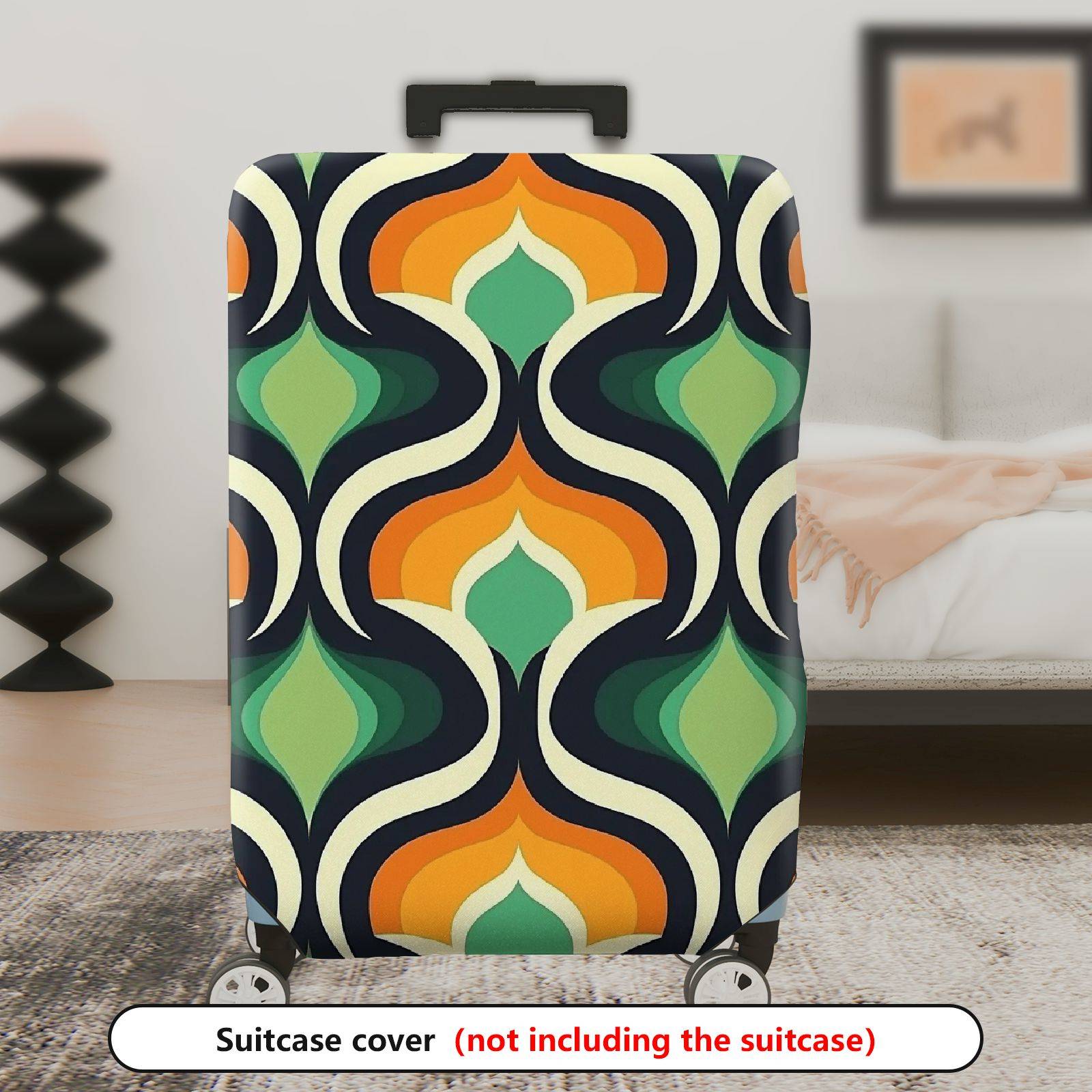 1-Piece Retro Geometric Colorful Vintage Abstract Pattern  Suitcase Luggage Cover, Stretch Protective Sleeve