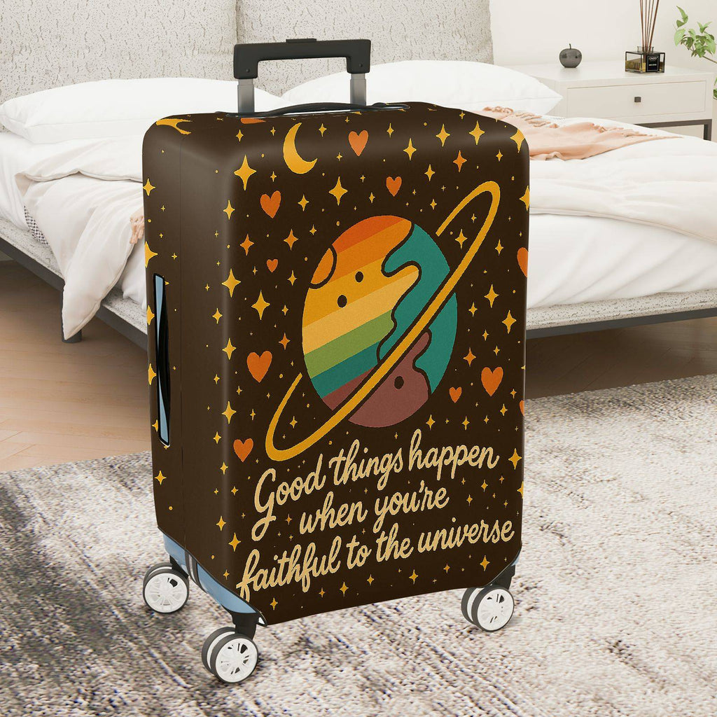 1-Piece Cosmic Planet Rainbow Heart Moon Star  Suitcase Luggage Cover, Stretch Protective Sleeve