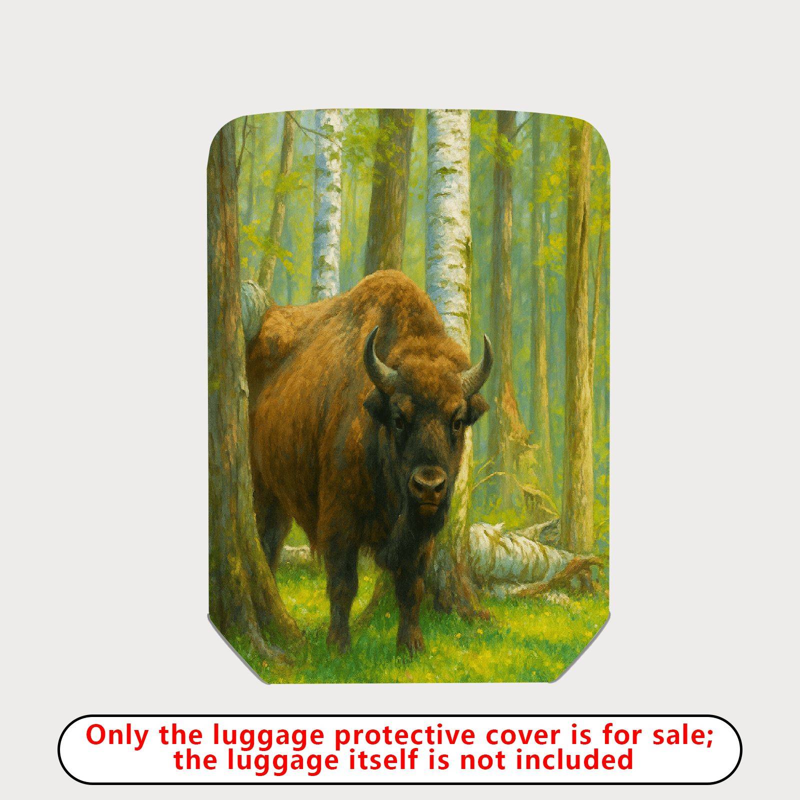 1-Piece Forest Bison Nature Wildlife Artistic Scenic  Suitcase Luggage Cover, Stretch Protective Sleeve