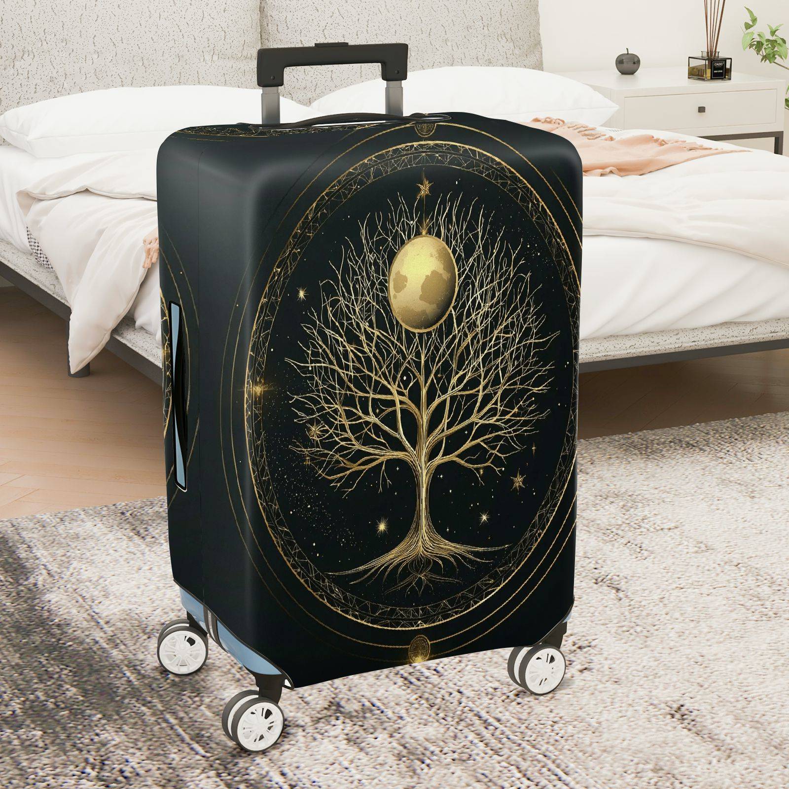 1-Piece Tree Moon Star Galaxy Cosmic Nature Mystery  Suitcase Luggage Cover, Stretch Protective Sleeve