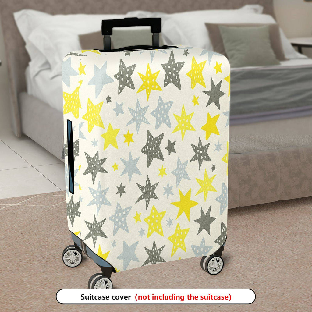 1-Piece Starry Yellow Grey White Astral Celestial Cosmic  Suitcase Luggage Cover, Stretch Protective Sleeve